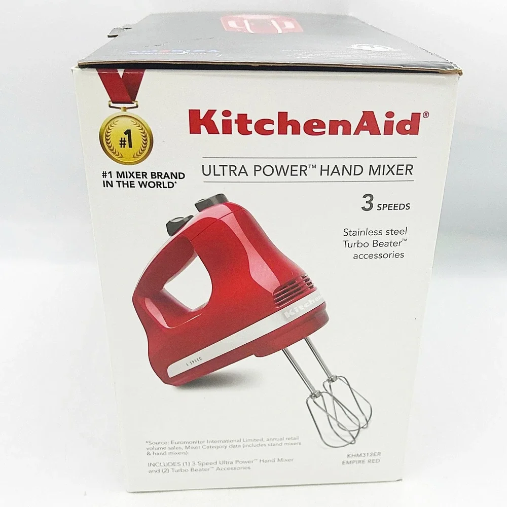 KitchenAid Hand Mixer Red 3 Speed Ultra Power KHM312ER‎ no beaters